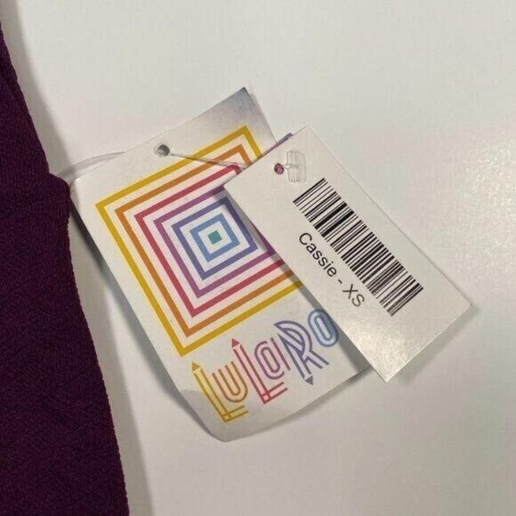 LuLaRoe CASSIE Pencil Skirt Solid Grape Purple XS Extra Small Knee Length NWT - Picture 3 of 4